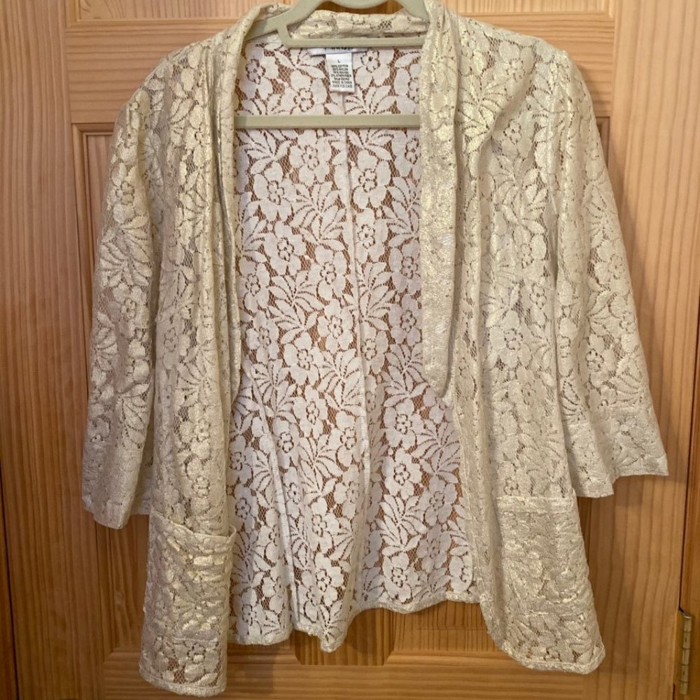 Gold Lace Floral Blazer